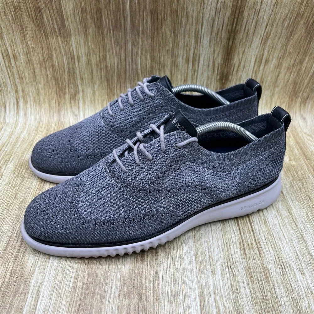 Cole Haan 2.Zerogrand Stitchlite Men's Size 10 Oxford Grey Dress Shoes‎ C27565